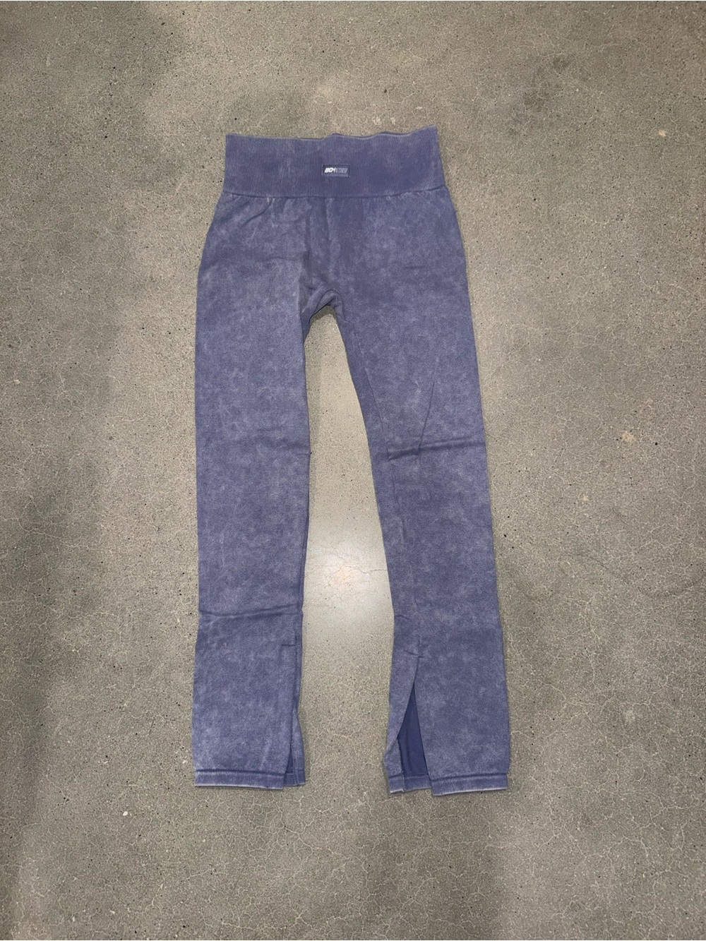 High-Waist Bo+Tee Acid Wash Blue Leggings